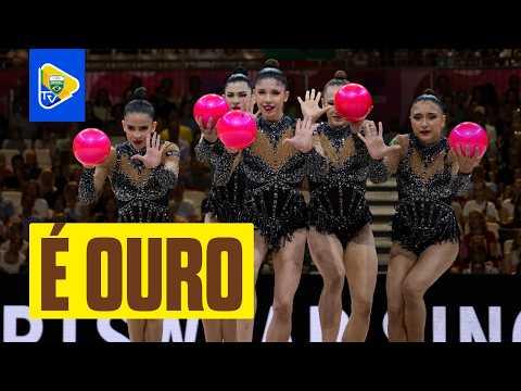 CONJUNTO DE GINÁSTICA RÍTMICA É CAMPEÃO MUNDIAL NA SÉRIE COM 5 BOLAS